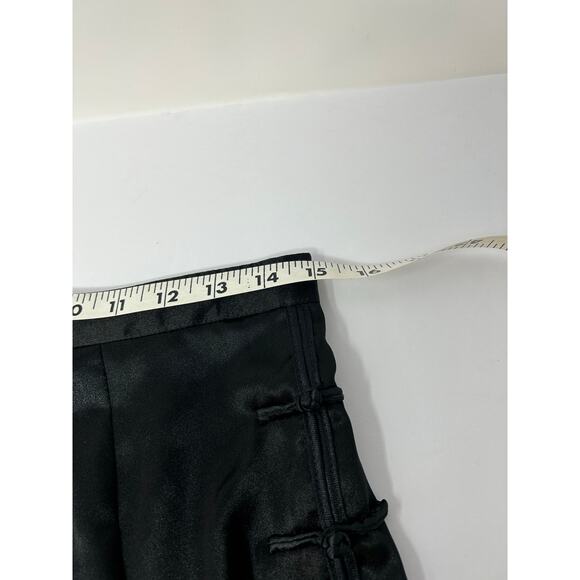 Wide Leg Pants Women SZ XL Runs SM Asian Theme Shiny Unique Pleats Traditional - Picture 8 of 8